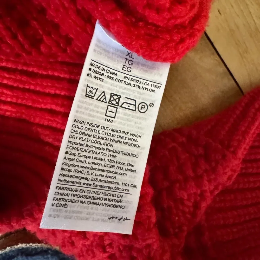 Banana Republic Cherry Red Cable Knit Sweater